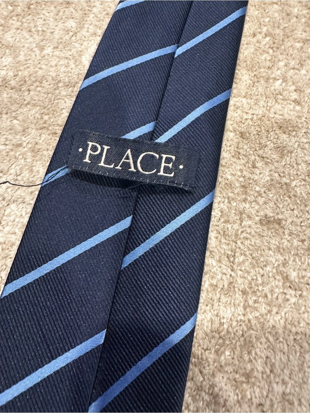Place Navy Tie with Light Blue Diagonal Stripes
